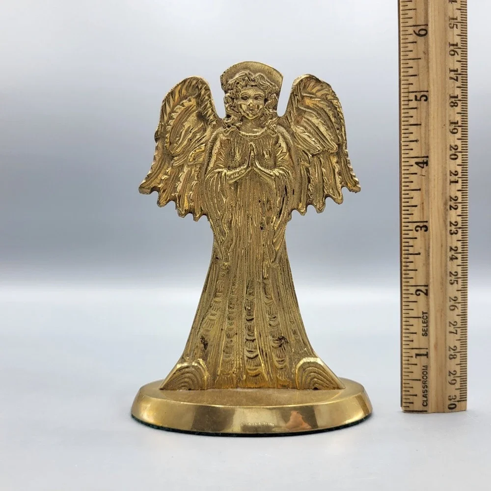 Brass Praying Angel Candle Holder Home Decor Gold Taper Stick Figurine
